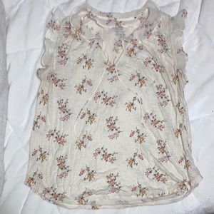L creme and floral Lucky Brand blouse